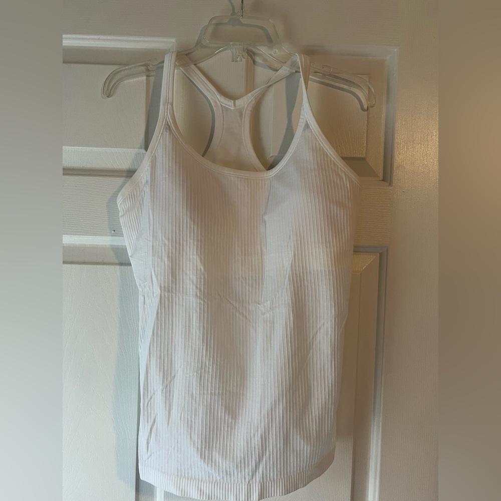 Lululemon Athletica White Ribbed Tank Top